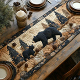 Chemin de table matelassé - Famille d'Ours Noirs