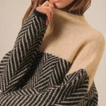 Celeste™ | Pull Col Roulé de Luxe avec Motif Chevron | Maya Deauville