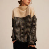 Celeste™ | Pull Col Roulé de Luxe avec Motif Chevron | Maya Deauville
