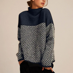 Celeste™ | Pull Col Roulé de Luxe avec Motif Chevron | Maya Deauville
