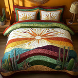 Parure de lit matelassée 3 pièces – Coucher de soleil sur les cactus