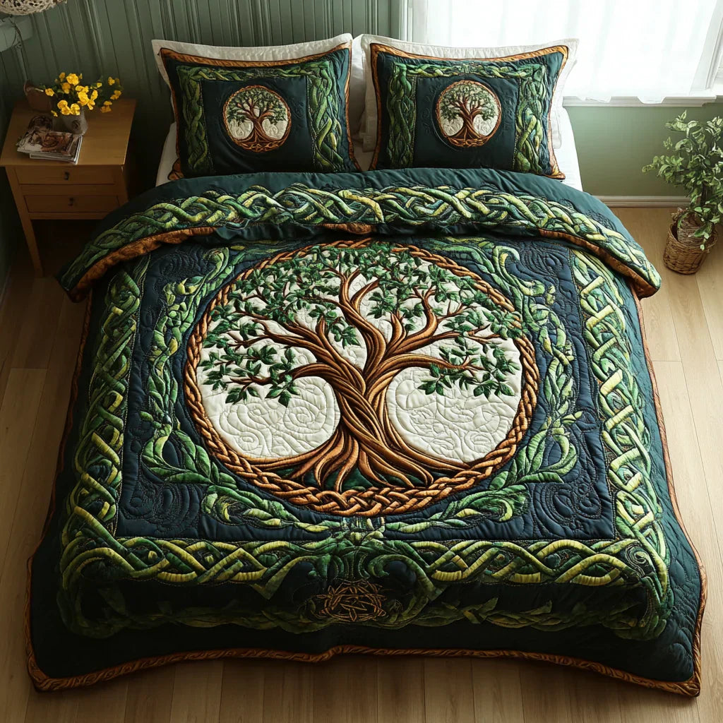 Parure de lit matelassée 3 pièces – Arbre de vie