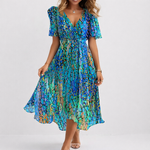 SAPHIR | Robe midi bleue côtière aérée | Maya Deauville