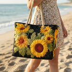 Cabas de plage matelassé – tournesols
