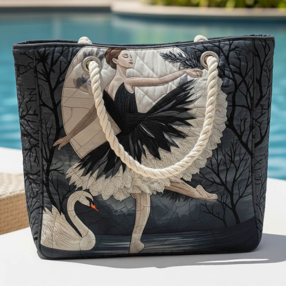 Cabas de plage matelassé – motif ballerine