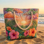 Cabas de plage matelassé – Tropical Amanecer