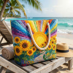 Cabas de plage matelassé – soleil arc-en-ciel