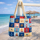 Cabas de plage matelassé – patchwork marin