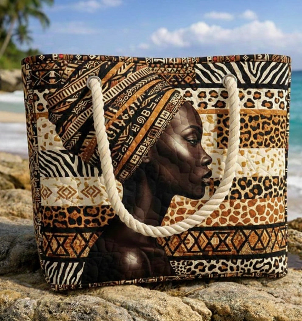 Cabas de plage matelassé – Melanin Queen