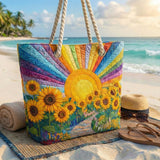 Cabas de plage matelassé – soleil arc-en-ciel