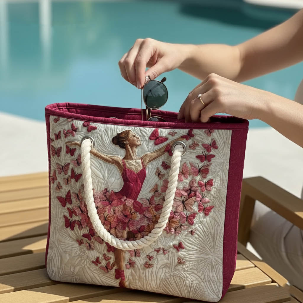 Cabas de plage matelassé – motif ballerine
