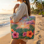 Cabas de plage matelassé – Tropical Amanecer