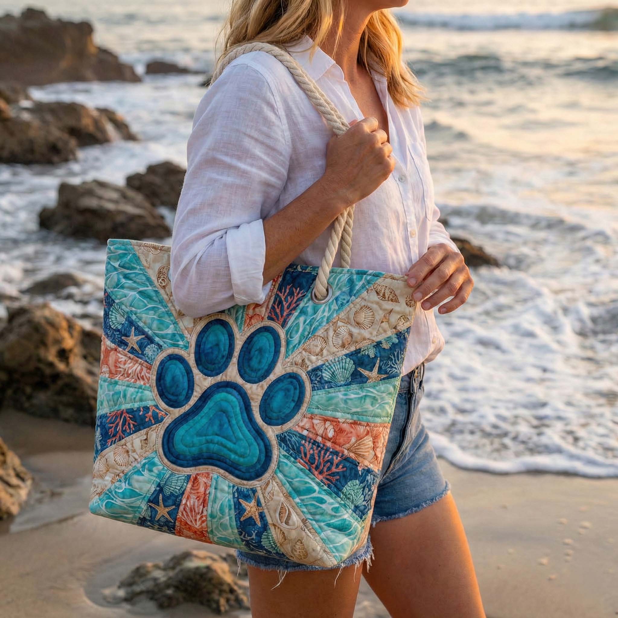 Cabas de plage matelassé – motif empreintes