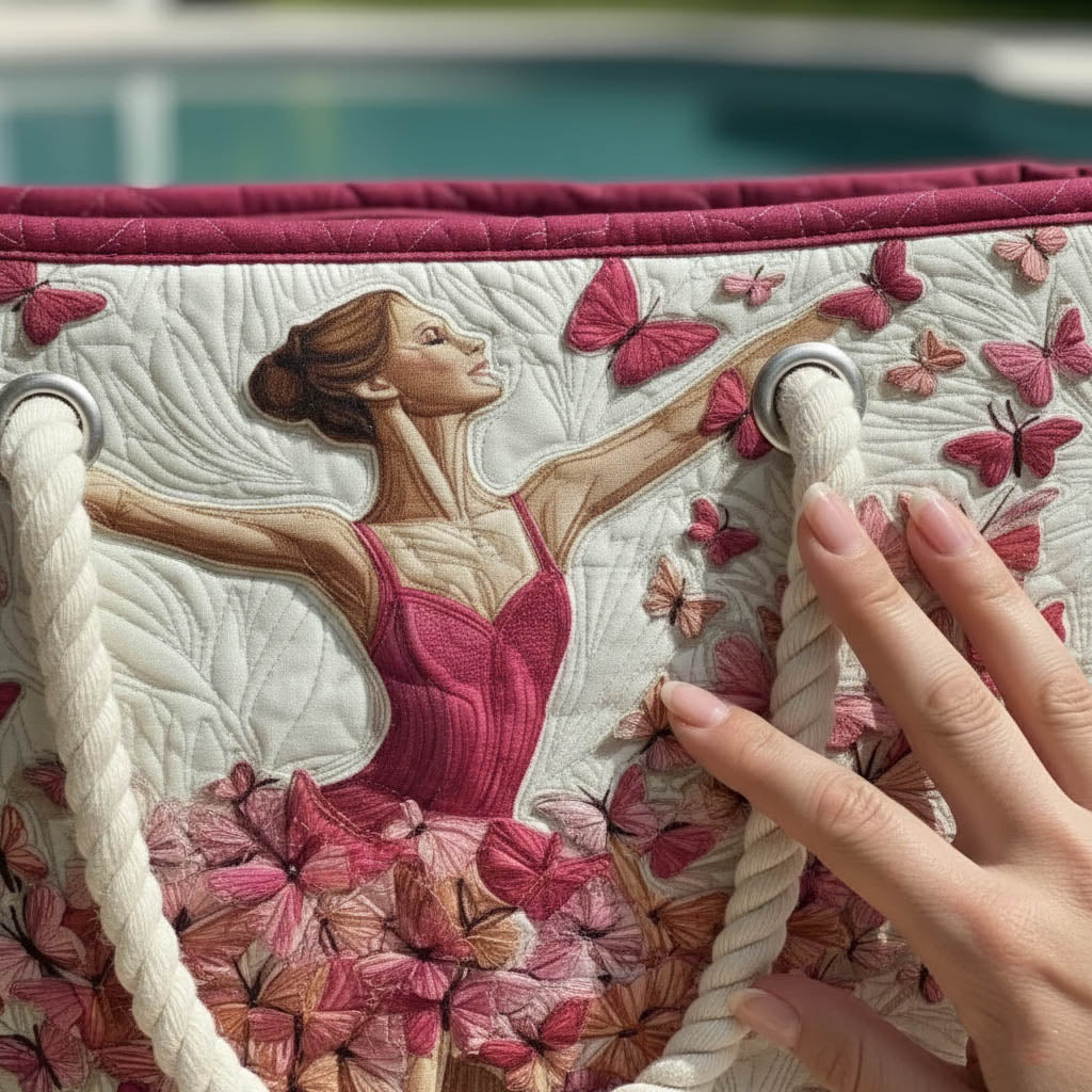 Cabas de plage matelassé – motif ballerine