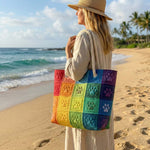 Cabas de plage matelassé – motif empreintes