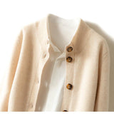 Margaux™ | Cardigan classique à boutons camel | Maya Deauville