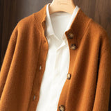 Margaux™ | Cardigan classique à boutons camel | Maya Deauville