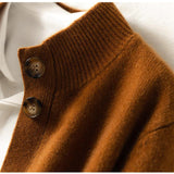 Margaux™ | Cardigan classique à boutons camel | Maya Deauville