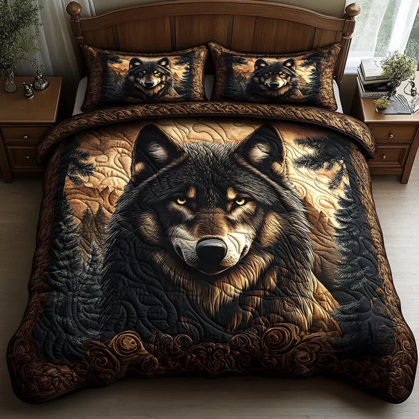 Parure de lit matelassée 3 pièces – Animaux de la forêt