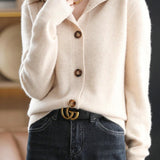 Margaux™ | Cardigan classique à boutons camel | Maya Deauville