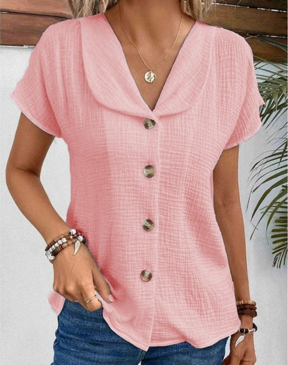 Anthousa™ | Top Avec col et Boutons | Maya Deauville