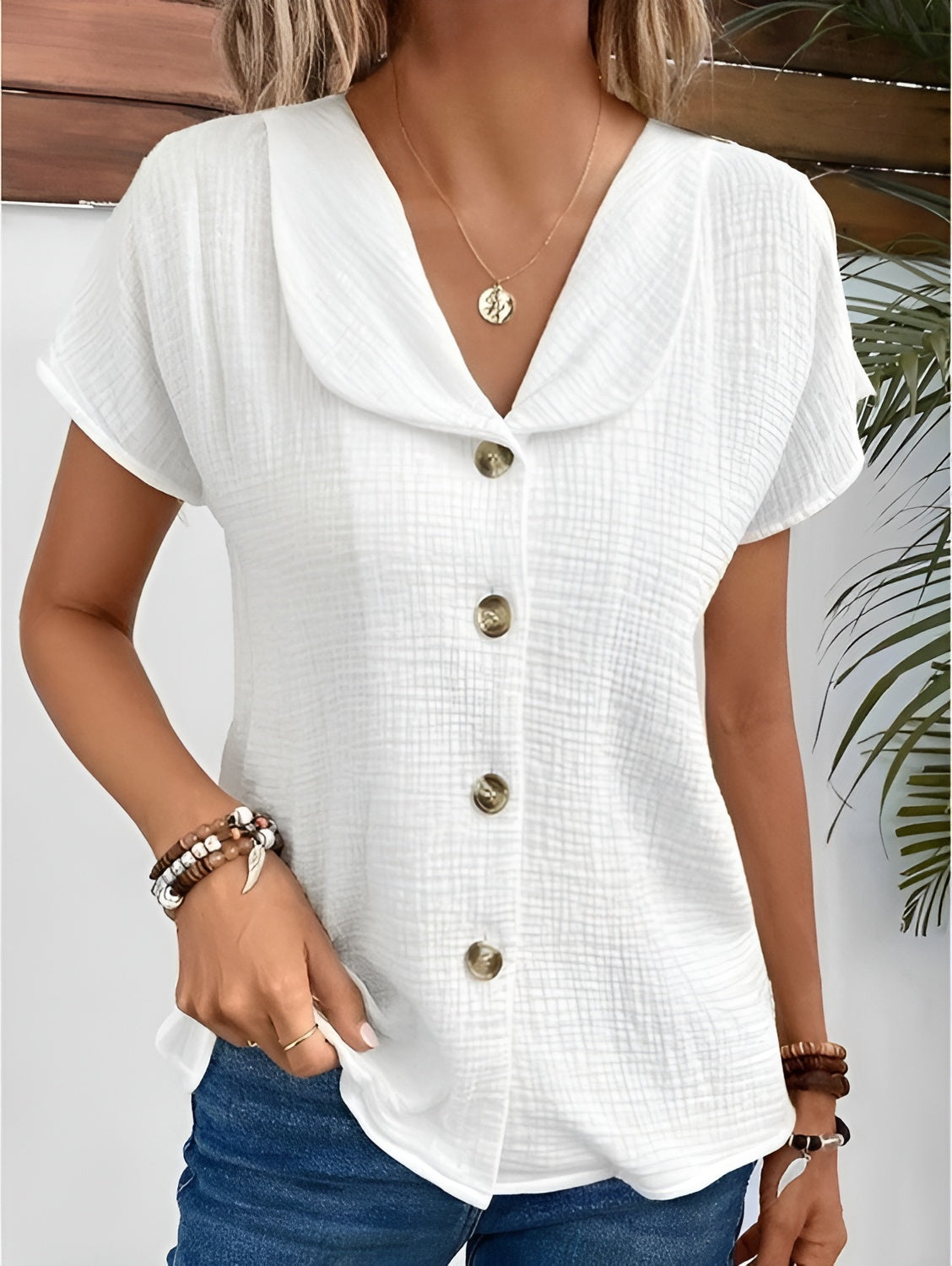 Anthousa™ | Top Avec col et Boutons | Maya Deauville