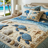 Parure de lit matelassée 3 pièces – Vagues de l’océan