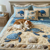 Parure de lit matelassée 3 pièces – Vagues de l’océan