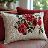 Housse de coussin matelassée – Cœurs du jardin de roses