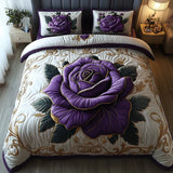 Parure de lit matelassée 3 pièces – Rose violette