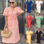 LYNORA | Robe midi élégante à encolure en v | Maya Deauville