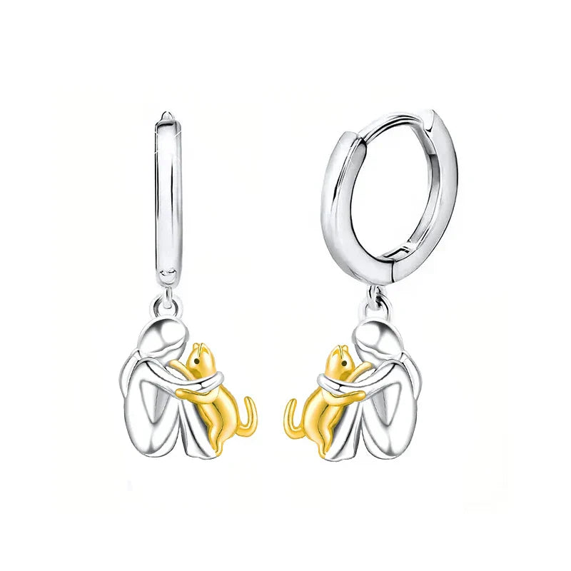 Lily™ – boucles d’oreilles motif chat (fermeture ronde) | Maya Deauville