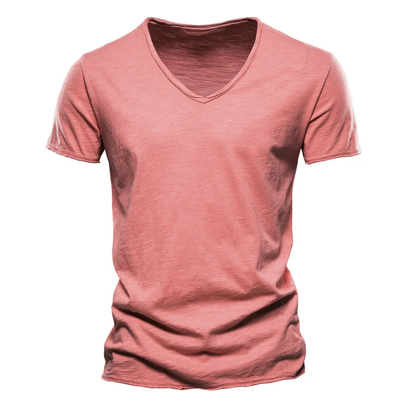 Juleas™ | T-shirt uni col V en coton | Maya Deauville