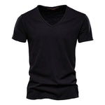 Juleas™ | T-shirt uni col V en coton | Maya Deauville