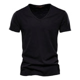 Juleas™ | T-shirt uni col V en coton | Maya Deauville