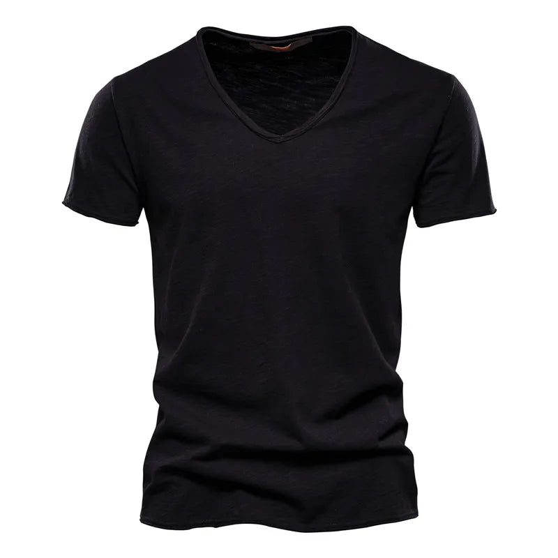 Juleas™ | T-shirt uni col V en coton | Maya Deauville