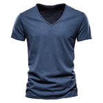 Juleas™ | T-shirt uni col V en coton | Maya Deauville