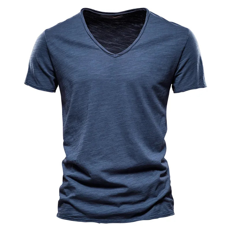 Juleas™ | T-shirt uni col V en coton | Maya Deauville