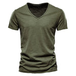 Juleas™ | T-shirt uni col V en coton | Maya Deauville