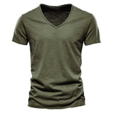 Juleas™ | T-shirt uni col V en coton | Maya Deauville