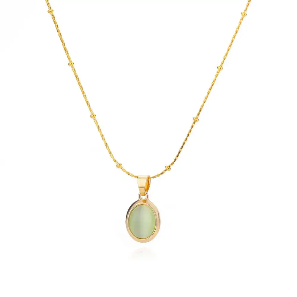 Collier Pendentif Goutte d’Eau en Opale en Acier Inoxydable Doré Chic | Maya Deauville