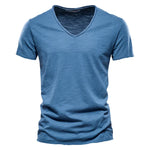 Juleas™ | T-shirt uni col V en coton | Maya Deauville