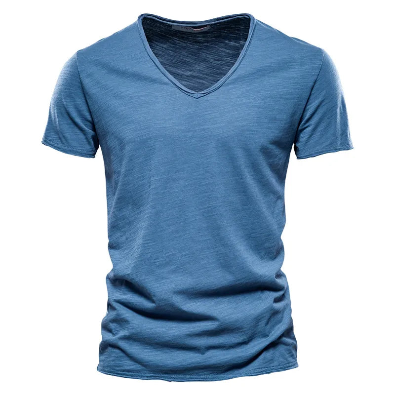 Juleas™ | T-shirt uni col V en coton | Maya Deauville