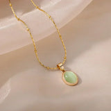 Collier Pendentif Goutte d’Eau en Opale en Acier Inoxydable Doré Chic | Maya Deauville