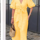 LYNORA | Robe midi élégante à encolure en v | Maya Deauville