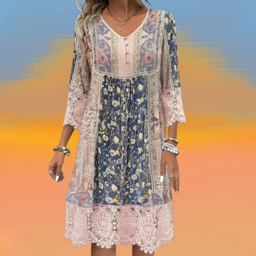 Naya™ | Robe midi fluide bohème chic | Maya Deauville