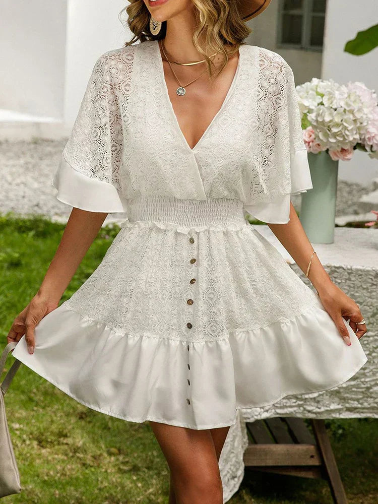 Carole | Robe en Dentelle Bohémienne | Maya Deauville