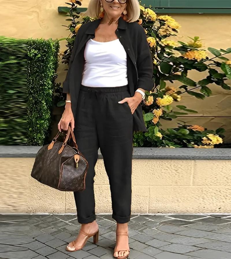 Martina | Ensemble Chemise et Pantalon en Lin et Coton | Maya Deauville