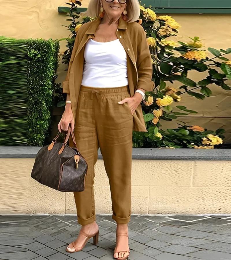 Martina | Ensemble Chemise et Pantalon en Lin et Coton | Maya Deauville