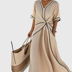 Helena | Robe Maxi Côte Drapée | Maya Deauville